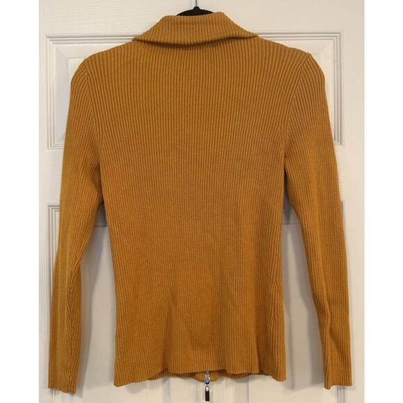 Boston Proper Sz Small Ribbed Full Zip Knit Sweater “Golden Glow” Cardigan EUC - Picture 3 of 11